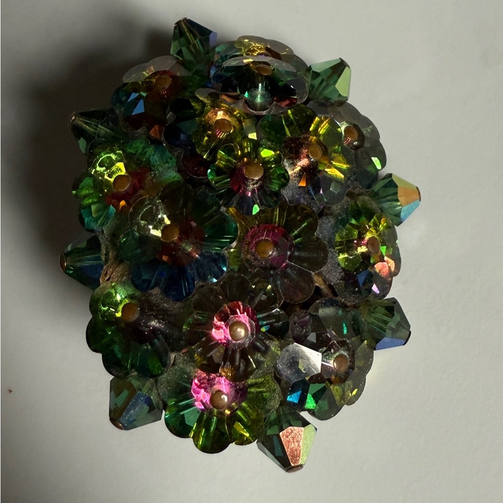 Multicolor Floral Crystal Brooch